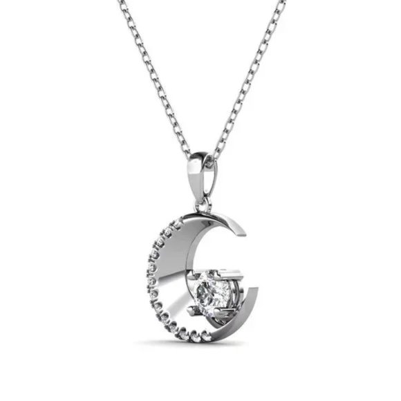 Certified 1/2 ct. t.w. Moissanite Diamond Crescent Moon Necklace NEW - Picture 3 of 7
